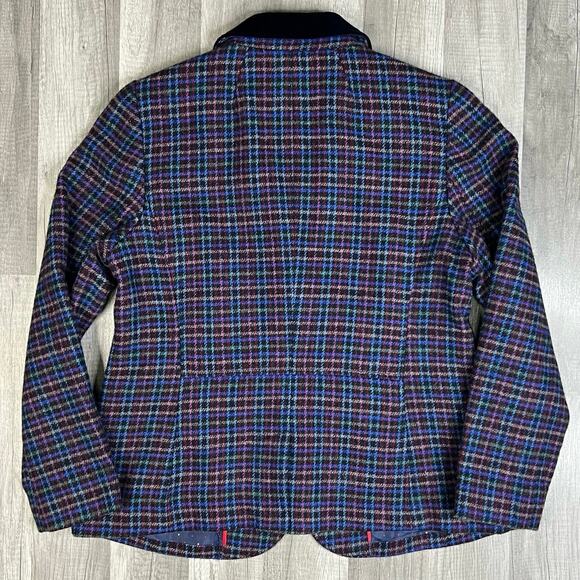 Talbots Mistletoe Plaid Shetland Wool Blend Blazer Dark Academia Size 12 Petite - Picture 10 of 16